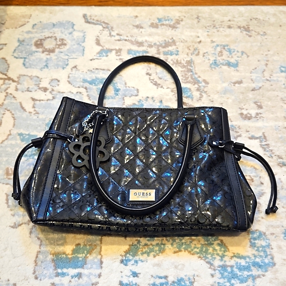 GUESS Black Vinyl Shoulder Bag